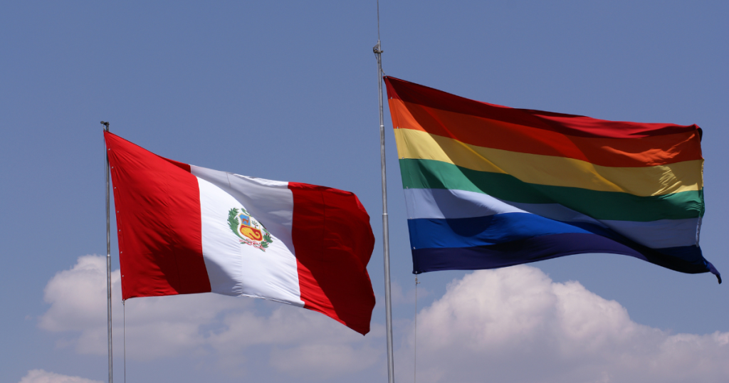 The Inca Cusco Flag and the Peruvian flag side by side