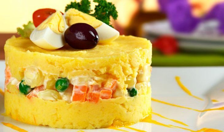 Typical Peruvian food Causa Rellena